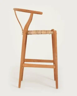 Uniqka Hirosi - Chaise de bar en teck massif et rotin