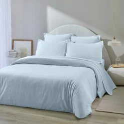 Home Collection Housse de couette 100% Flanelle de Coton bleue