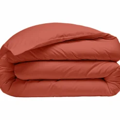 Outlet Baton Rouge Housse de Couette 100% Percale de Coton - Finition Bouteille 40cm terre de sienne