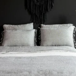 Sale Bed and Philosophy Housse de couette en lin et coton grise 220x240 cm