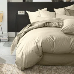 New Baton Rouge Housse de couette en percale de coton lavé ecru naturel