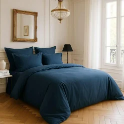 Baton Rouge Housse de couette satin de coton lavé bleue