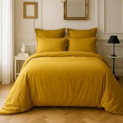 Sale Baton Rouge Housse de couette satin de coton lavé moutarde