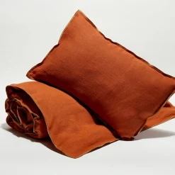 Best Apotheca Housse de coussin en lin lavé tomette - 40x60 cm