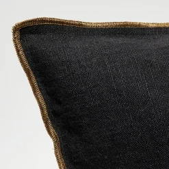 Apotheca Housse de coussin en lin lavé noire - 40x60 cm