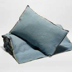 Online Apotheca Housse de coussin en lin lavé bleu stone - 40x60 cm