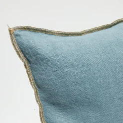 Apotheca Housse de coussin en lin lavé bleu stone - 45x45 cm