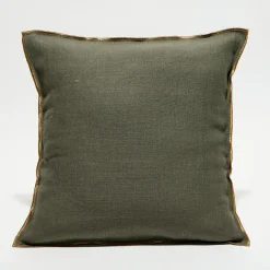 Apotheca Housse de coussin en lin lavé kaki - 45x45 cm