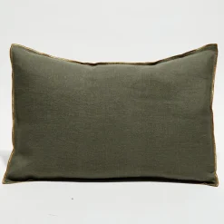 Apotheca Housse de coussin en lin lavé kaki - 40x60 cm