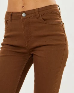 Femme Galeries Lafayette Jean ajusté Gerly en Toile de coton noisette