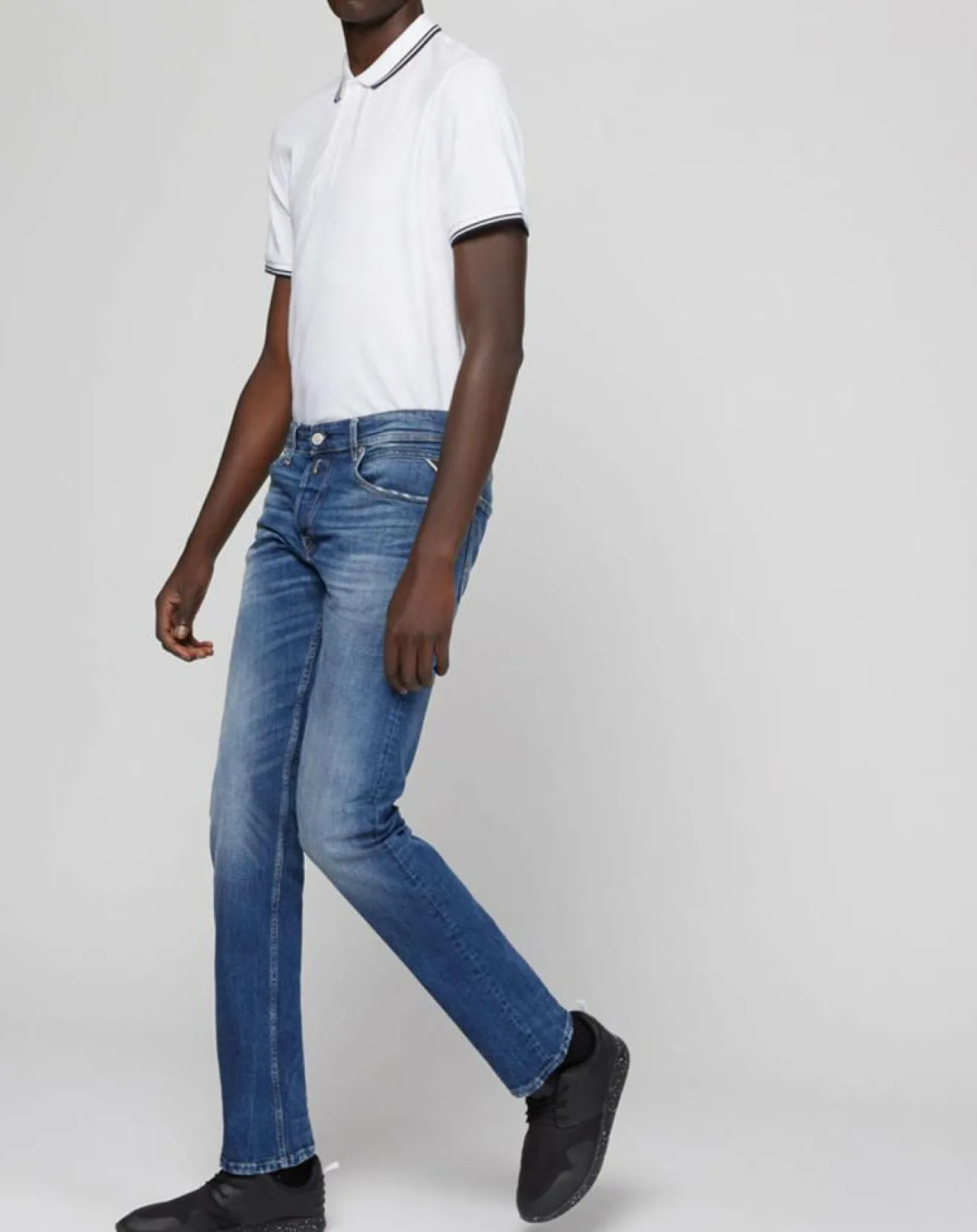 Clearance Replay Jean ajusté stretch Grover Délavé bleu