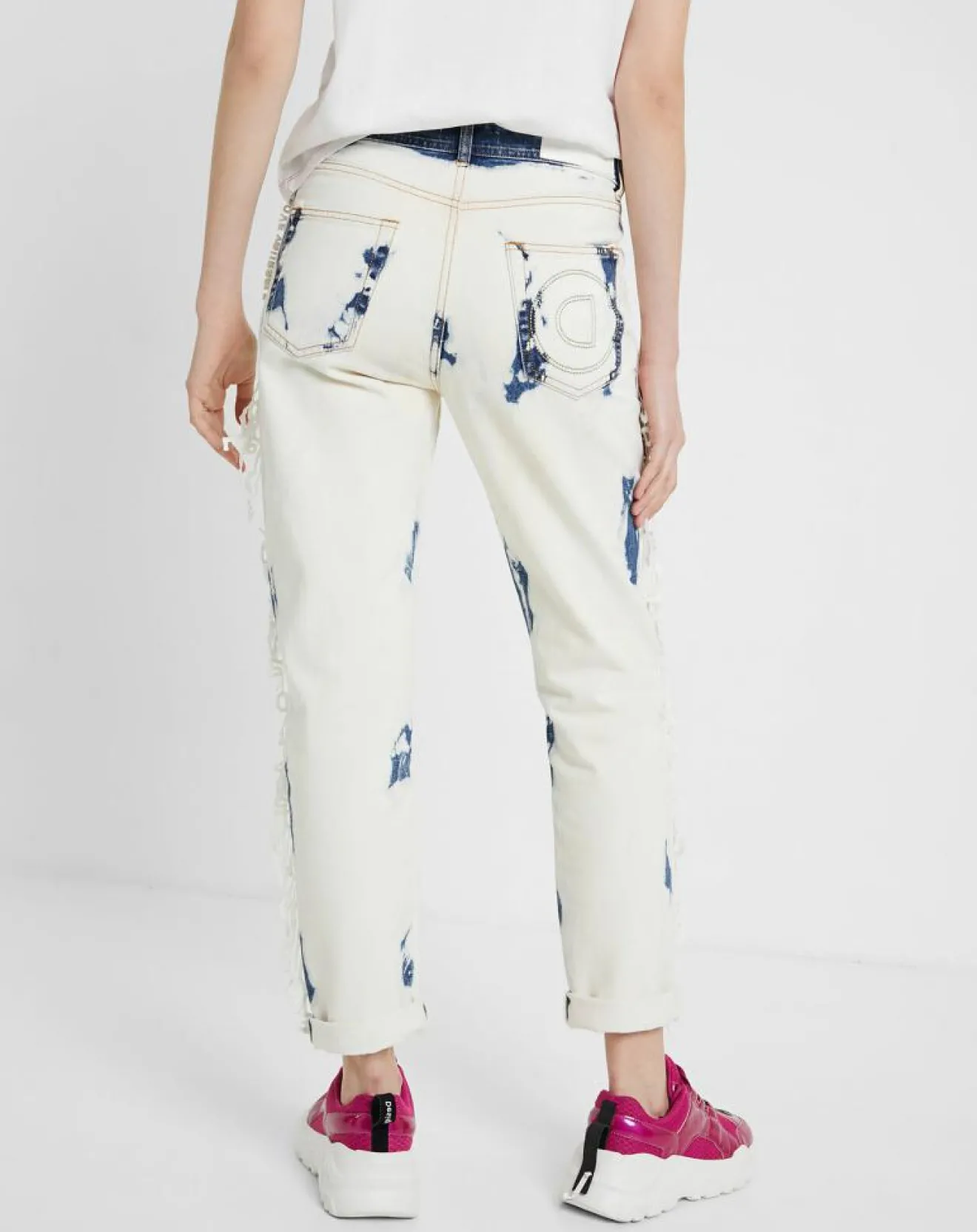 Desigual Jean Bleach blanc/bleu