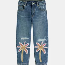 Online Scotch & Soda Jean Boule en Toile de coton mélangé brodé palmiers bleu