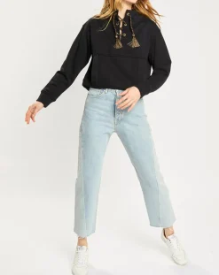 Hot Scotch & Soda Jean boyfriend crop det couture bleu clair