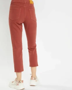 Femme Galeries Lafayette Jean délavé en Toile de coton 7/8 marron