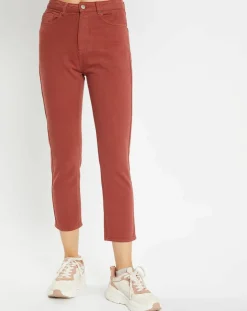 Femme Galeries Lafayette Jean délavé en Toile de coton 7/8 marron