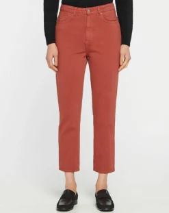 Femme Galeries Lafayette Jean délavé en Toile de coton 7/8 marron