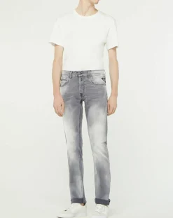 Replay Jean droit en Coton Bio 573 Grover gris moyen
