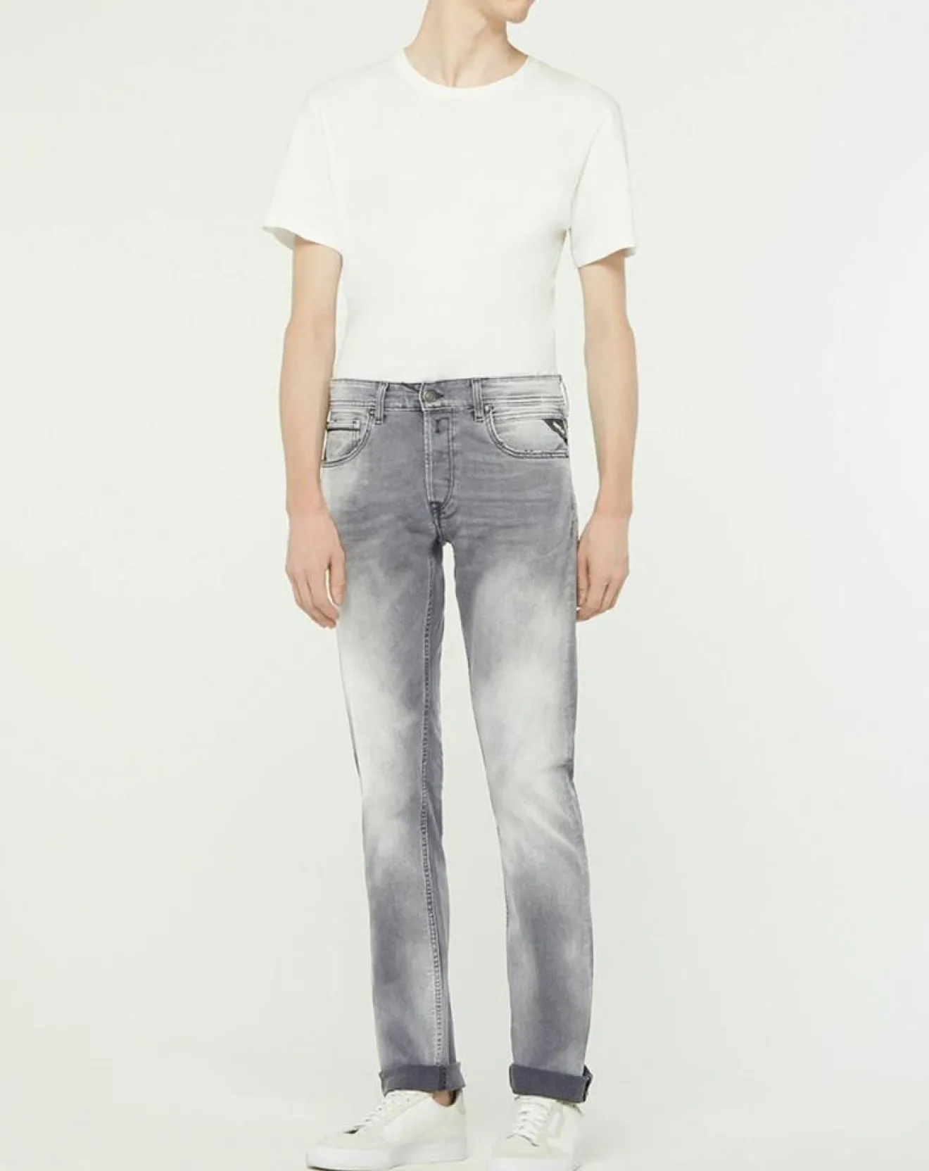 Replay Jean droit en Coton Bio 573 Grover gris moyen