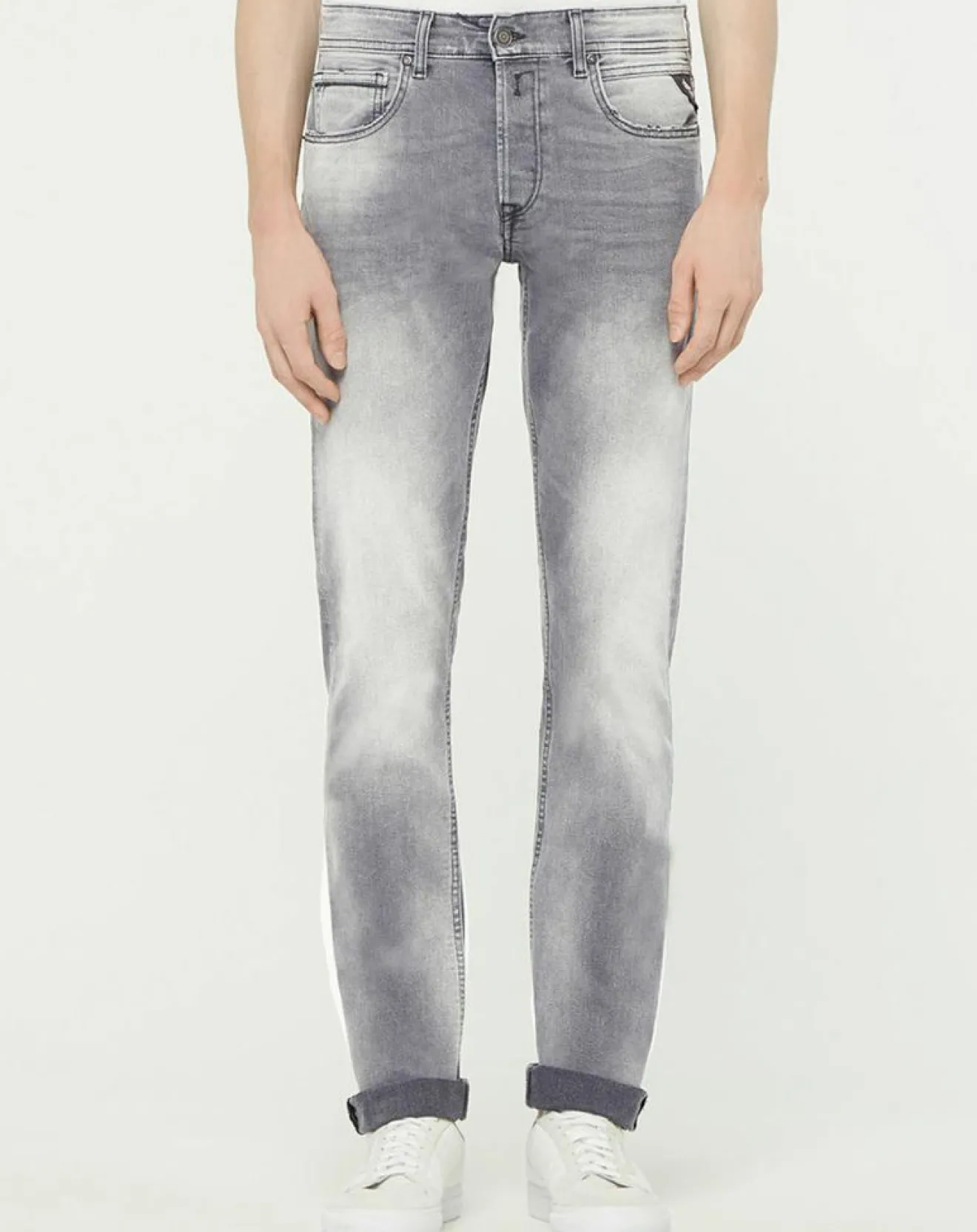 Replay Jean droit en Coton Bio 573 Grover gris moyen