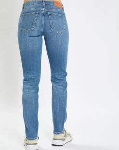 Femme Marc O'Polo Jean droit en Coton extensible Alby bleu moyen
