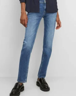Femme Marc O'Polo Jean droit en Coton extensible Alby bleu moyen