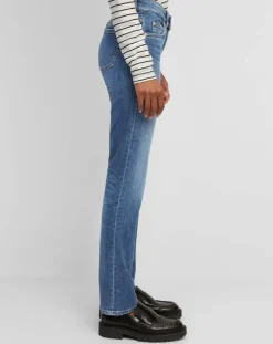 Femme Marc O'Polo Jean droit en Coton extensible Alby bleu moyen