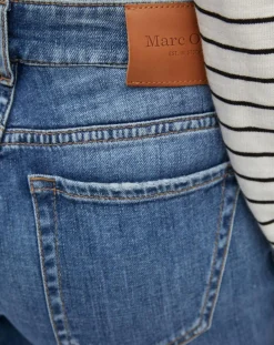 Femme Marc O'Polo Jean droit en Coton extensible Alby bleu moyen