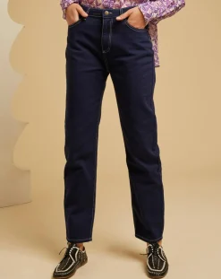 Femme Chloé Stora Jean droit en Coton Remi marine