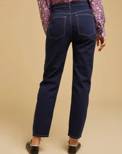 Femme Chloé Stora Jean droit en Coton Remi marine