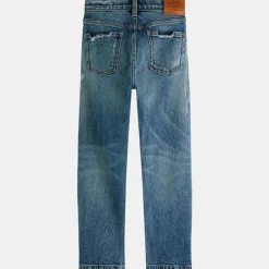 Best Scotch & Soda Jean droit en Toile de coton mélangé brodé palmiers bleu