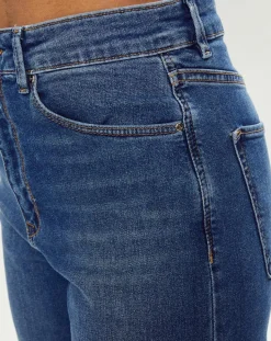 Sale Esprit Jean Droit taille haute élastique bleu moyen