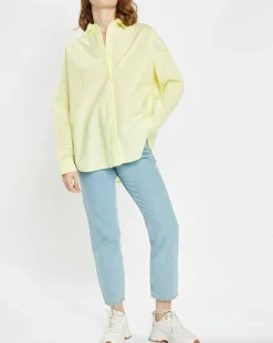 Femme Galeries Lafayette Jean en Coton Bio Capri boutons bleu clair