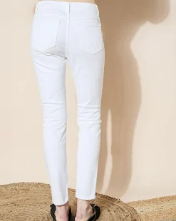 Femme Galeries Lafayette Jean en Coton Bio Lslim blanc