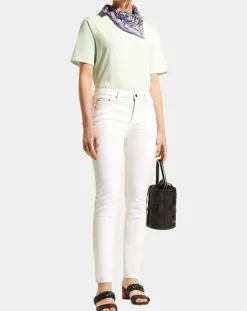 Femme Galeries Lafayette Jean en Coton Bio Lslim blanc