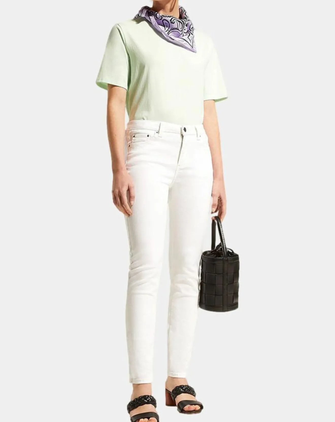 Femme Galeries Lafayette Jean en Coton Bio Lslim blanc