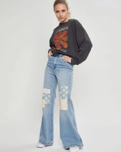 Femme Billabong Jean flare x Wrangler Patchwork bleu clair