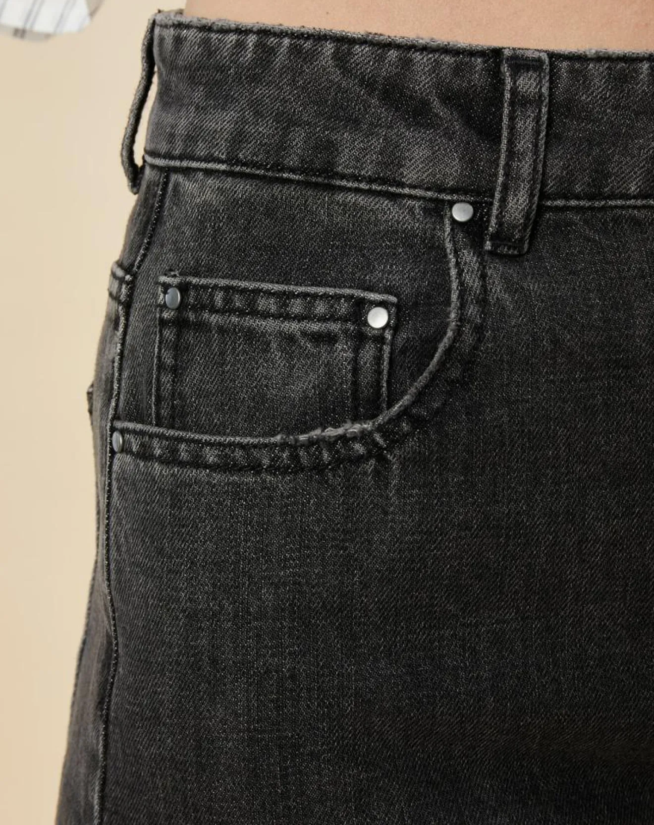 Femme Chloé Stora Jean large en Toile de coton Ronda noir