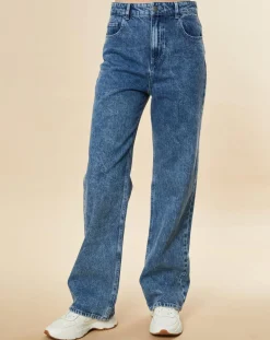 Femme Chloé Stora Jean large en Toile de coton Ronda bleu