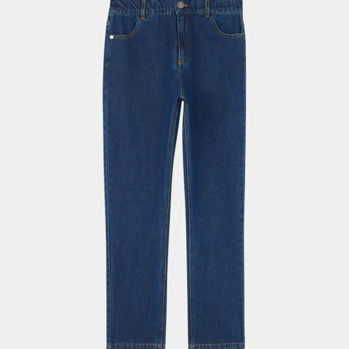 Enfant Galeries Lafayette & Kids Jean mom Anna en Toile de coton bio bleu brut