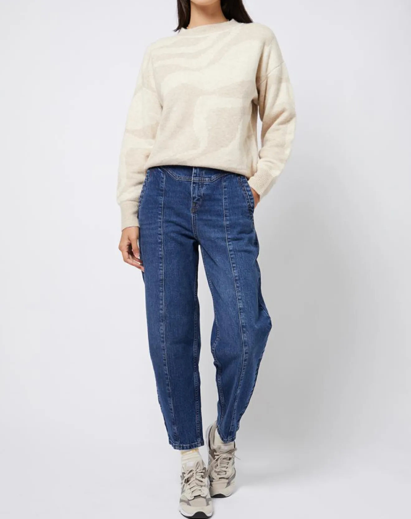 Femme Esprit Jean mom en Coton épais bleu moyen