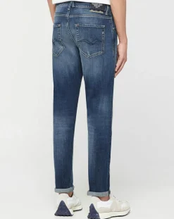 Homme Replay Jean Broken Edge bleu moyen