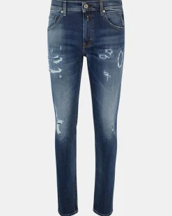 Homme Replay Jean Broken Edge bleu moyen