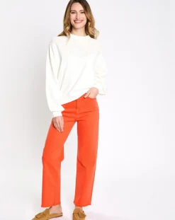 Femme Esprit Jean 80's bord franc orange vif