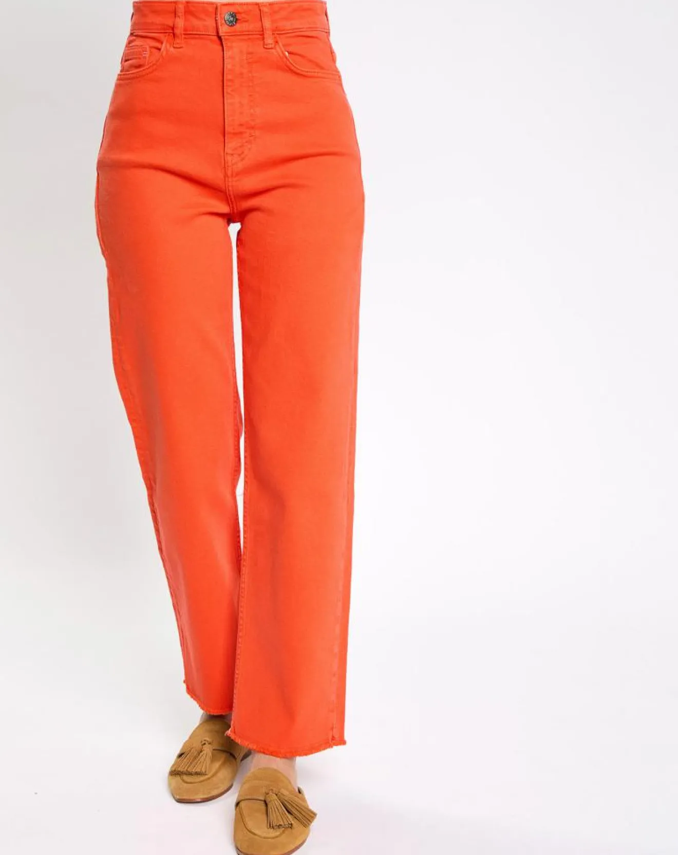 Femme Esprit Jean 80's bord franc orange vif