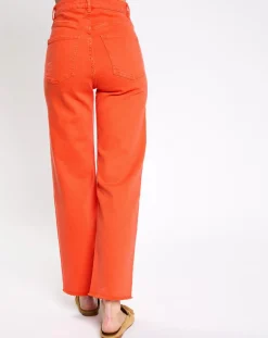 Femme Esprit Jean 80's bord franc orange vif