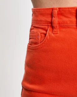 Femme Esprit Jean 80's bord franc orange vif