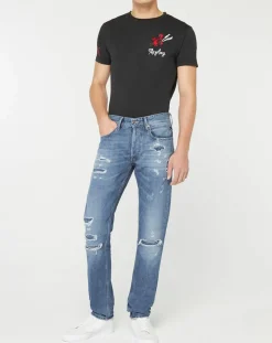 Best Replay Jean Slim 100% Coton Bio Broken Eged Willbi bleu moyen