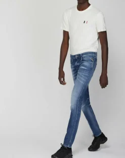 Homme Replay Jean Slim Aged 10 Yo Destroy bleu
