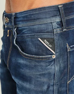 Homme Replay Jean Slim Anbass Ice Blast bleu foncé